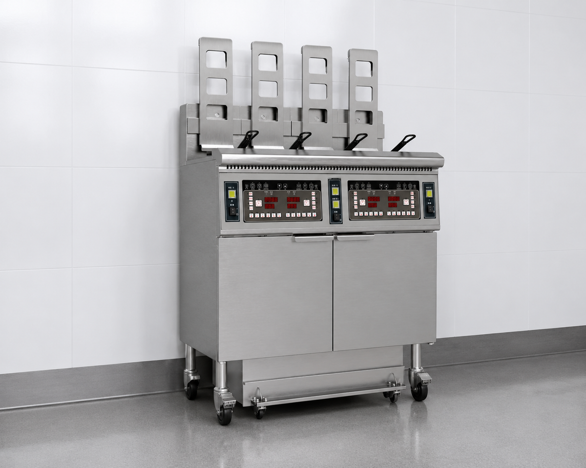 Commercial Electric Auto-Lift Open Fryer 4 × 13 Litre with Oil Filtration