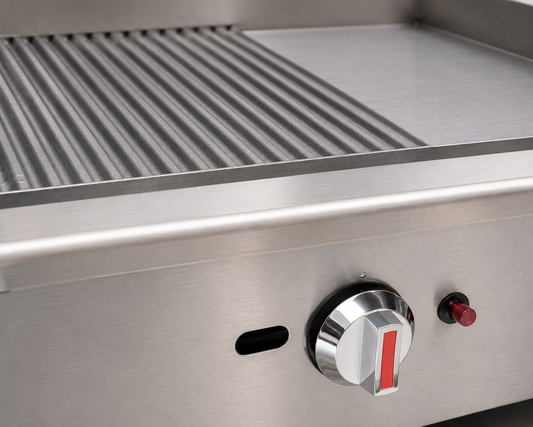 Commercial Gas Countertop Half Ribbed Griddle Triple Control